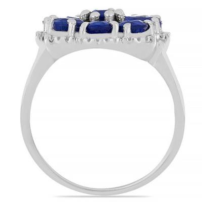 BUY 925 SILVER NATURAL BLUE SAPPHIRE GEMSTONE FLORAL RING